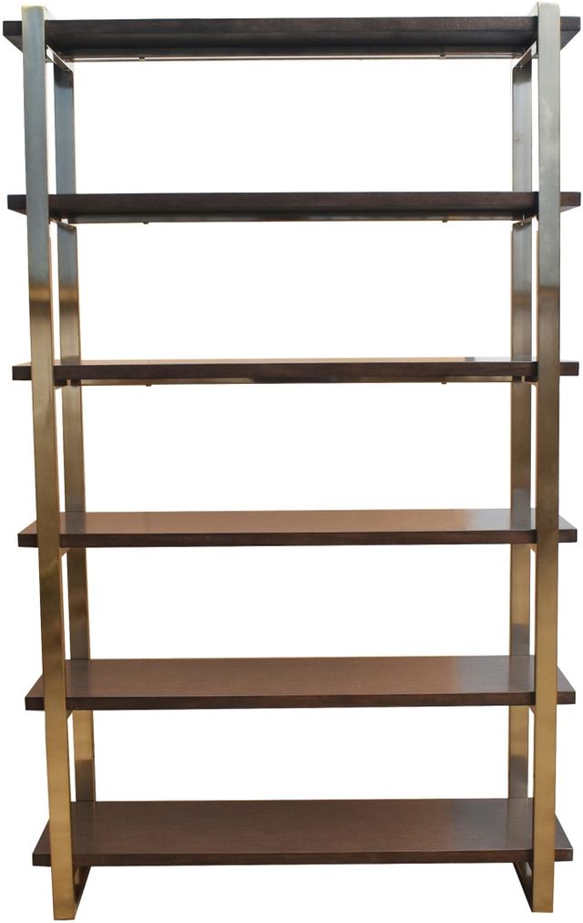 Coaster® Seymour Walnut And Rose Brass Bookcase-0