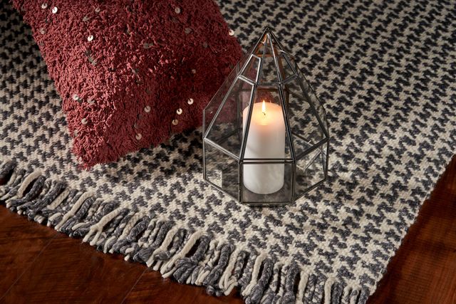 KAS Rugs Maui Ivory/Grey Houndstooth 5'x8' Rug-2