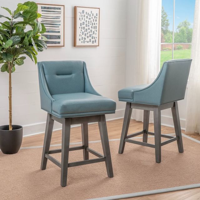 Powell® Beckett 2-Piece Gray/Light Blue Counter Stool Set-1