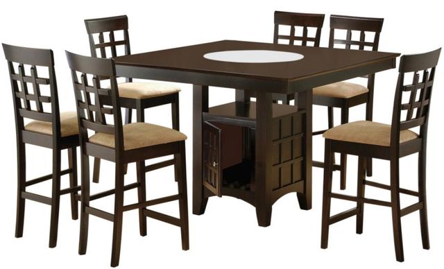 Coaster® Gabriel 7-Piece Beige Storage Counter Height Dining Set with Cappuccino Base-0