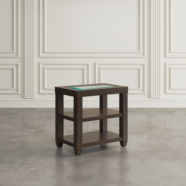 Jofran Inc. Urban Icon Glass Top Chairside Table with Merlot Base-1