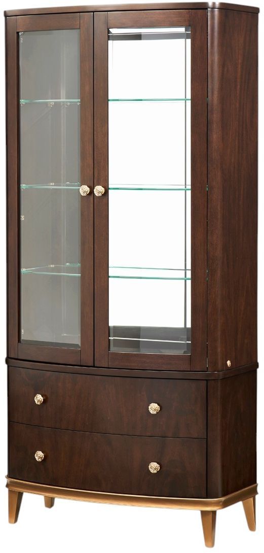 Michael Amini® Camellia Field Pecan-V166 2-Piece Warm Pecan Display Cabinet Set-1