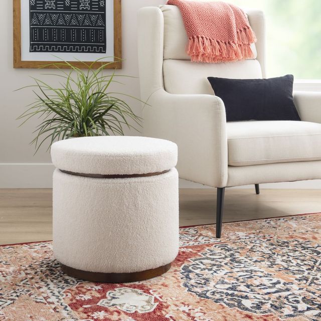 Linon Sunny White Storage Ottoman-1