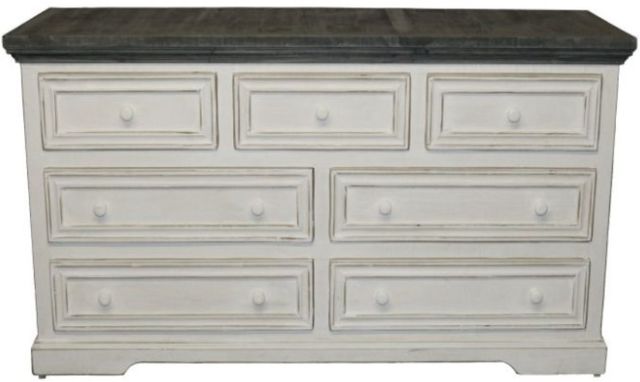 Million Dollar Rustic Oasis Weathered White 7-Drawer Dresser-0