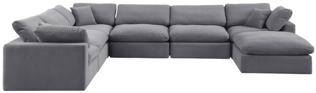 Meridian Furniture Comfy 7-Piece Gray Velvet Sectional-1