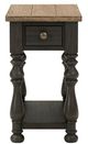 Riverside Furniture Barrington Antique Oak Chairside Table with Matte Black Base-1