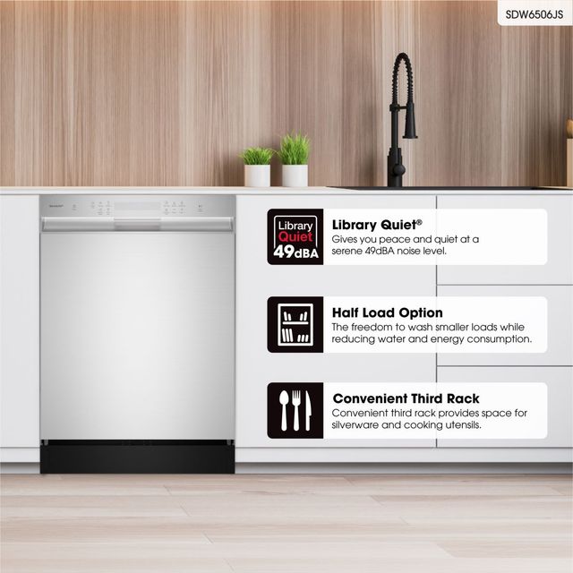 Sharp® 24" Stainless Steel Front Control Built In Dishwasher-9