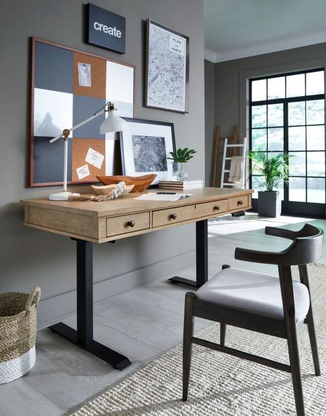aspenhome® Emerson Light Elm 60" Lift Desk-1