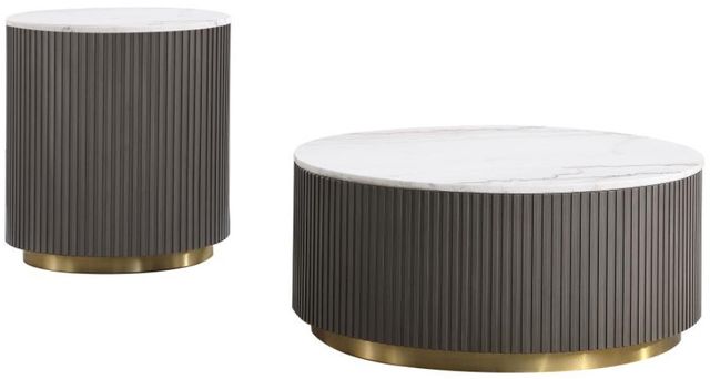 Coaster® Jason 2-Piece White Top Occasional Table with Charcoal/Gold Base Set-0