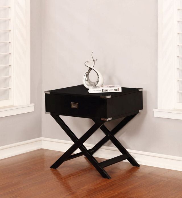 Linon Peggy Black X Base Accent Table-3