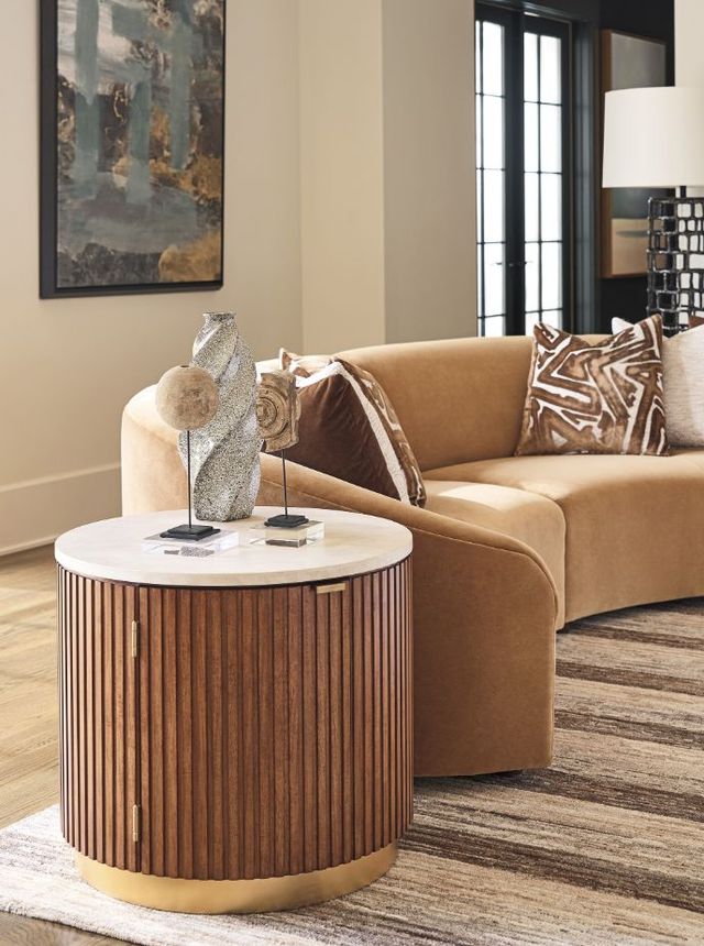 Lexington Home La Costa Avenida Brown End Table with Satin Gold Base-1