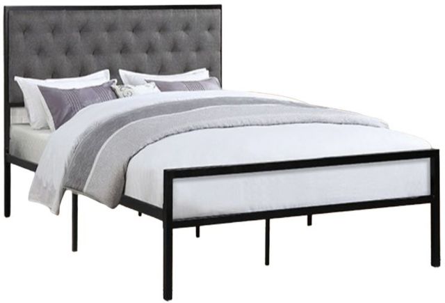 Milton Greens Stars Gray Full Metal Platform Bed with Upholstered Headboard-0