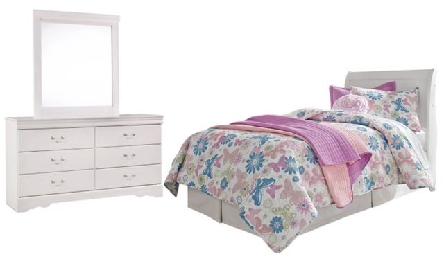 Signature Design by Ashley® Anarasia 3-Piece White Twin Sleigh Headboard Bedroom Set-0
