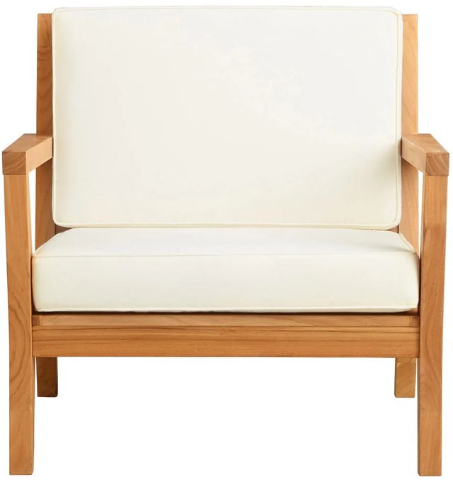 Linon Cannon Natural Teak Wooden Outdoor Armchair with Cushions-2