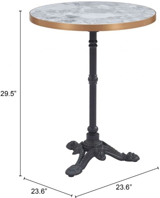 Zuo® Modern Gazebo Gold/Gray Aluminum Outdoor Dining Table with Black Base-4