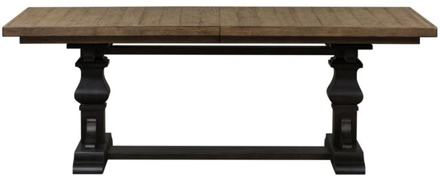Liberty Furniture Harvest Home 7-Piece Barley Brown/Chalkboard Trestle Table Set-2