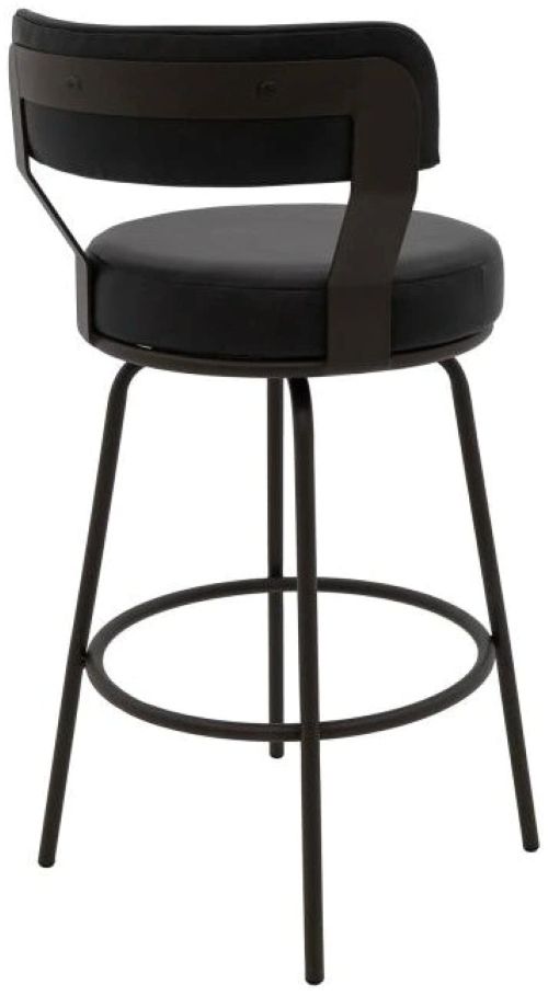 International Furniture Direct Maison Black/Blacksmithing Matte Black 24" Swivel Bar Stool-2