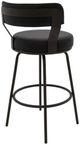 International Furniture Direct Maison Black/Blacksmithing Matte Black 24" Swivel Bar Stool-2