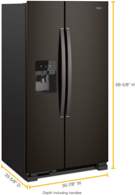 Whirlpool® 36" 24.6 Cu. Ft. Fingerprint Resistant Black Stainless Side-by-Side Refrigerator-3