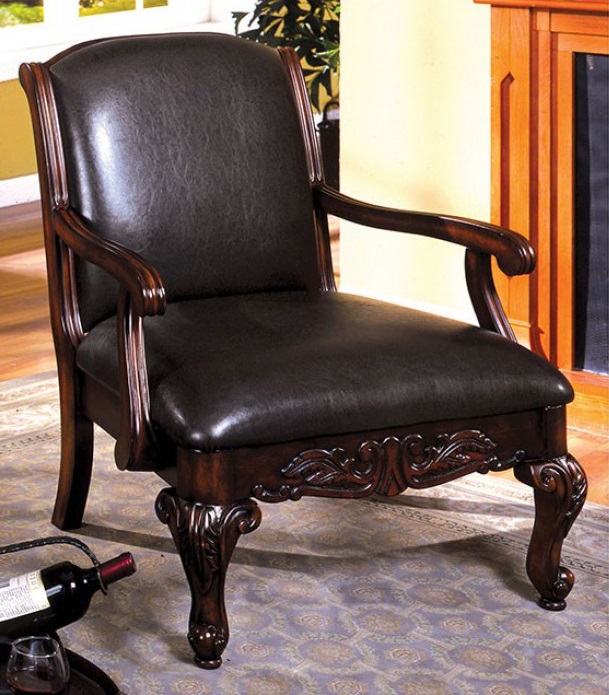 Sheffield Leatherette/Wood Accent Arm Chair