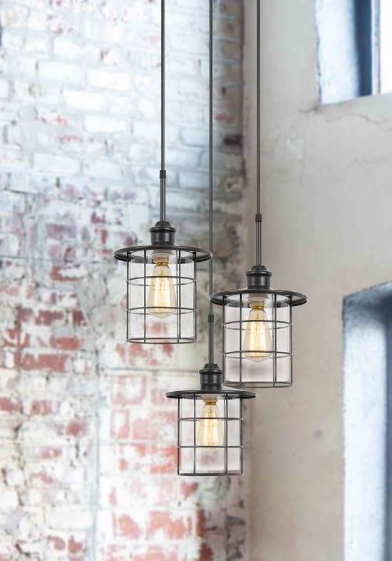 Cal® Lighting & Accessories Silverton 3-Light Dark Bronze Pendant-2