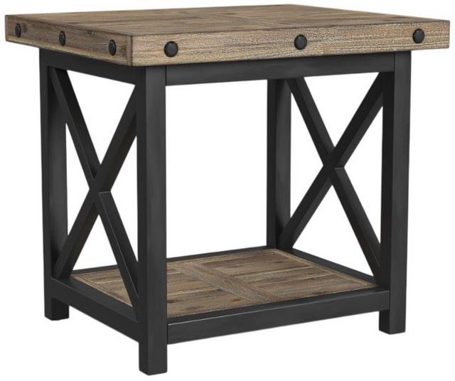 Flexsteel® Carpenter Light Brown End Table with Black Metal Frames