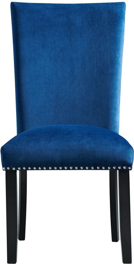 Elements International Francesca Blue Velvet Side Chair-2