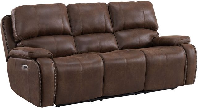 Elements International Atlantis Heritage Brown Power Reclining Sofa-0