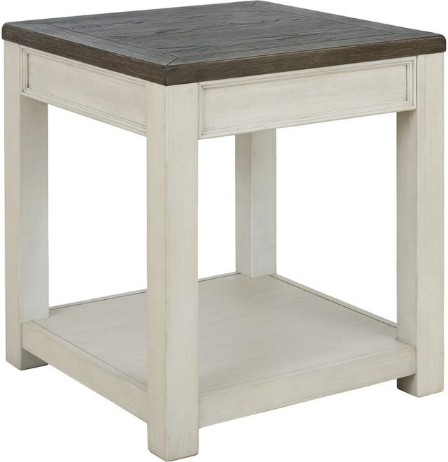 Signature Design by Ashley® Bolanburg Weathered Gray Square End Table with Antique White Base-1