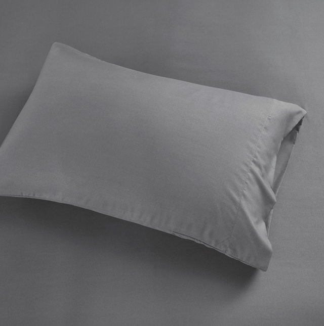 Olliix by Clean Spaces Charcoal Infused Charcoal Full Solid Microfiber Sheet Set-3