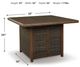 Signature Design by Ashley® Paradise Trail Medium Brown Wicker Square Bar Table with Firepit-3