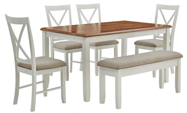 Powell® Jane 6-Piece Honey Brown/Vanilla White Dining Set-0