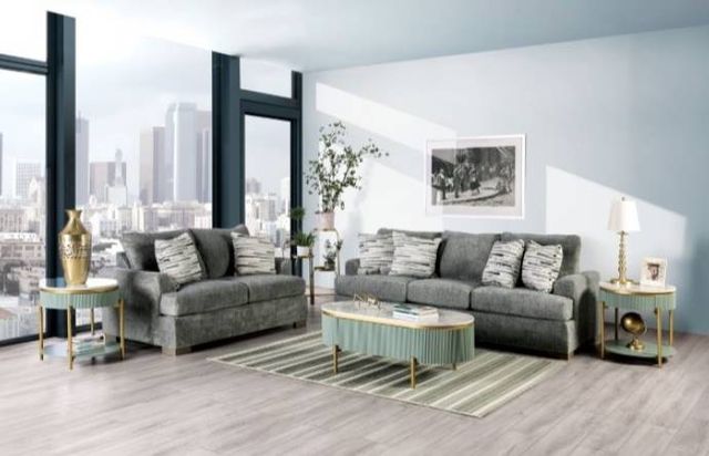 Furniture of America® Leytonstone Gray Loveseat-1