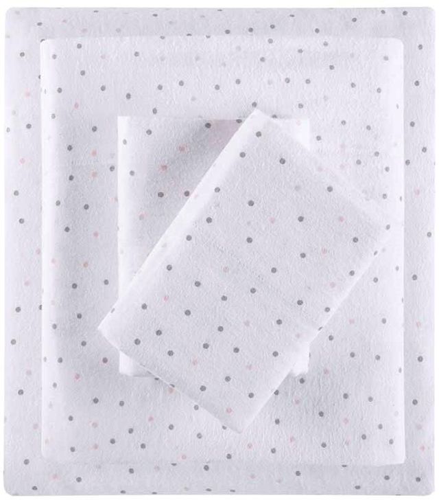 Olliix by Intelligent Design Grey/Pink Dots Queen Cozy Soft Cotton Novelty Print Flannel Sheet Set-0