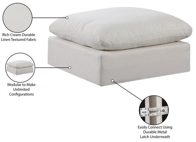 Meridian Furniture Comfy Cream Linen Textured Ottoman-3
