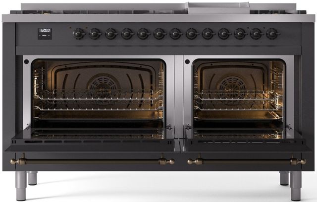 Ilve® Nostalgie II Series 60" Graphite Matte Pro Style Dual Fuel Range-1