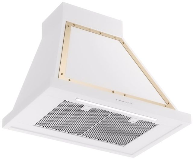 Ilve® Nostalgie II Noblesse 30" White Wall Mounted Range Hood with Noblesse Frame-1