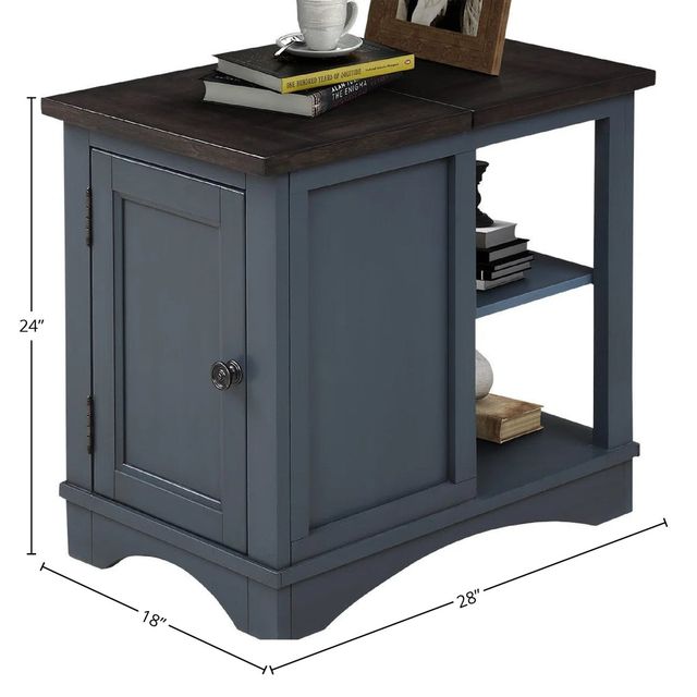 Parker House® Americana Modern Denim Chairside Table with Brown Top-2