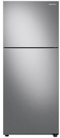 Front view of the Samsung 28" 15.6 Cu. Ft. Stainless Steel Top Freezer Refrigerator