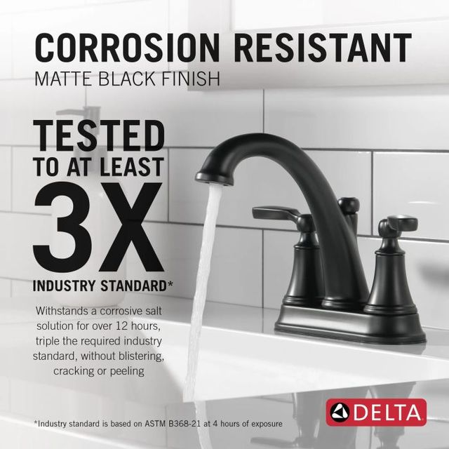 Delta Woodhurst® Matte Black 2-Handle Centerset Bathroom Faucet-4