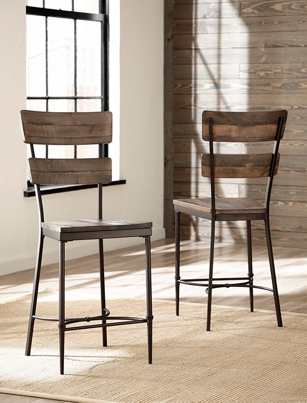 HH2 Home Jennings Distressed Walnut Counter Stool-1
