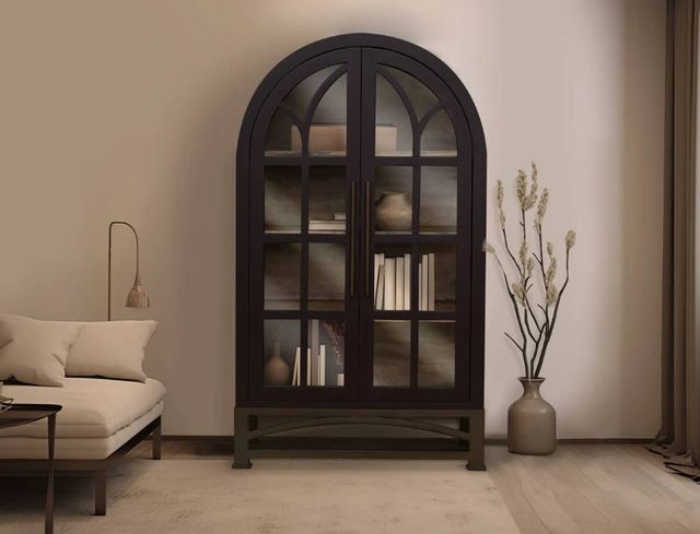 International Furniture Direct Obsidian Chocolate Brown/Plum Cabinet-1