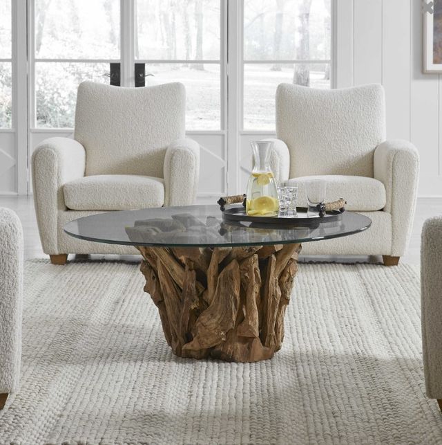 Uttermost® Driftwood Glass Top Large Coffee Table with Natural Base-1