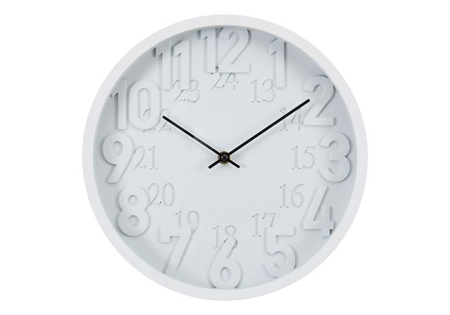 Monarch Specialties Inc. White 12" Wall Clock with White Numbers and 24-Hour Format-0