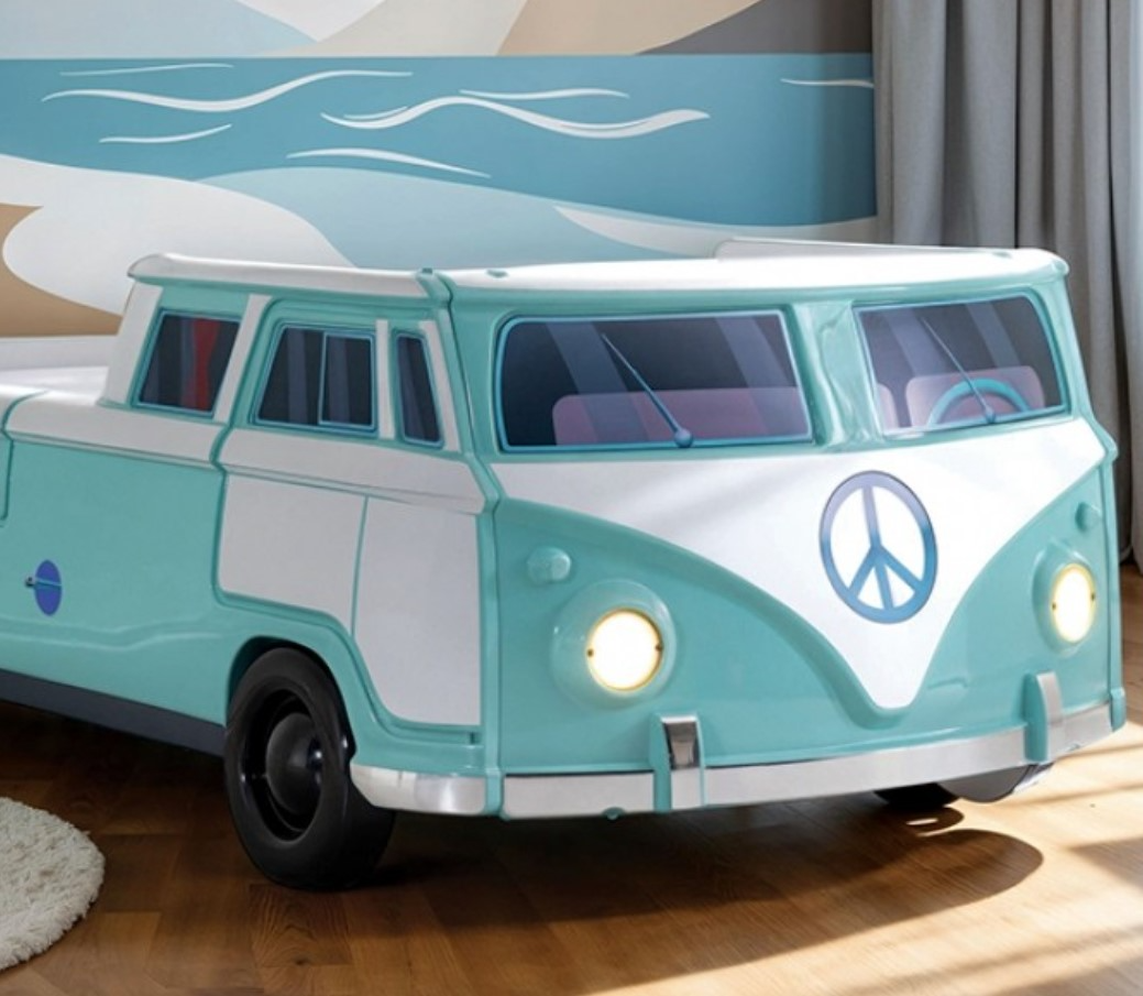 Furniture of America® Axel Teal/White Twin Peace Bus Youth Bed