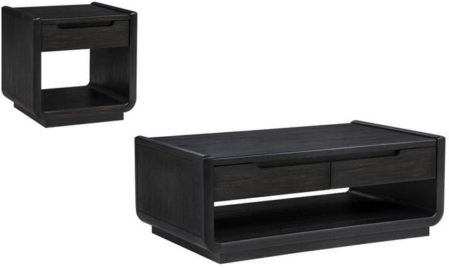 Coaster® Leandro 2-Piece Burnished Black Coffee and End Table Set-0