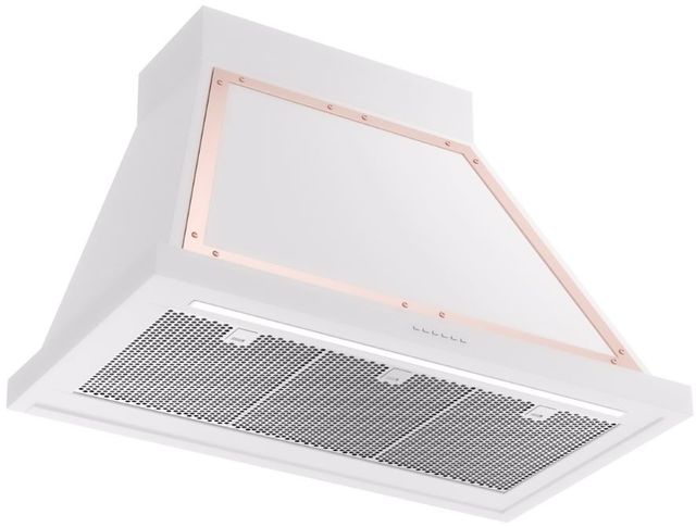 Ilve® Nostalgie II Noblesse 36" White Wall Mounted Range Hood with Copper Trim-1
