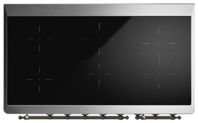 Ilve® Majestic III 48" Custom Pro Style Induction Range with Solid Door and Burnished Trim-2