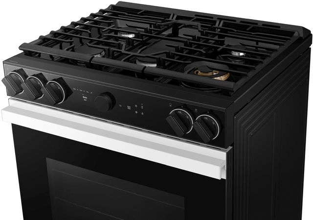 Samsung Bespoke 30" White Glass Slide In Gas Range-5