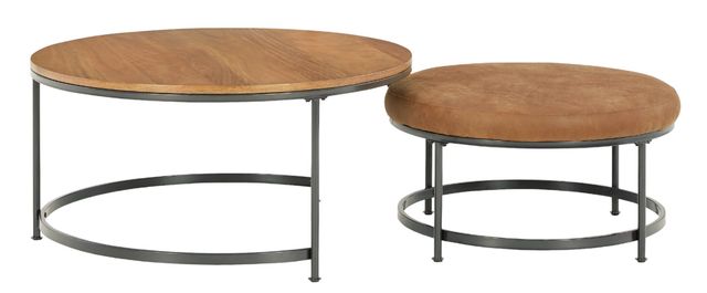 Signature Design by Ashley® Drezmoore 2-Piece Light Brown Nesting Coffee Table Set with Black Metal Base -2